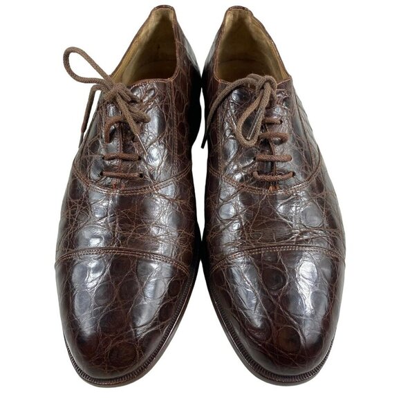 Celine Brown Vintage Oxford Shoes Python Stamped Size 7 - Picture 2 of 12